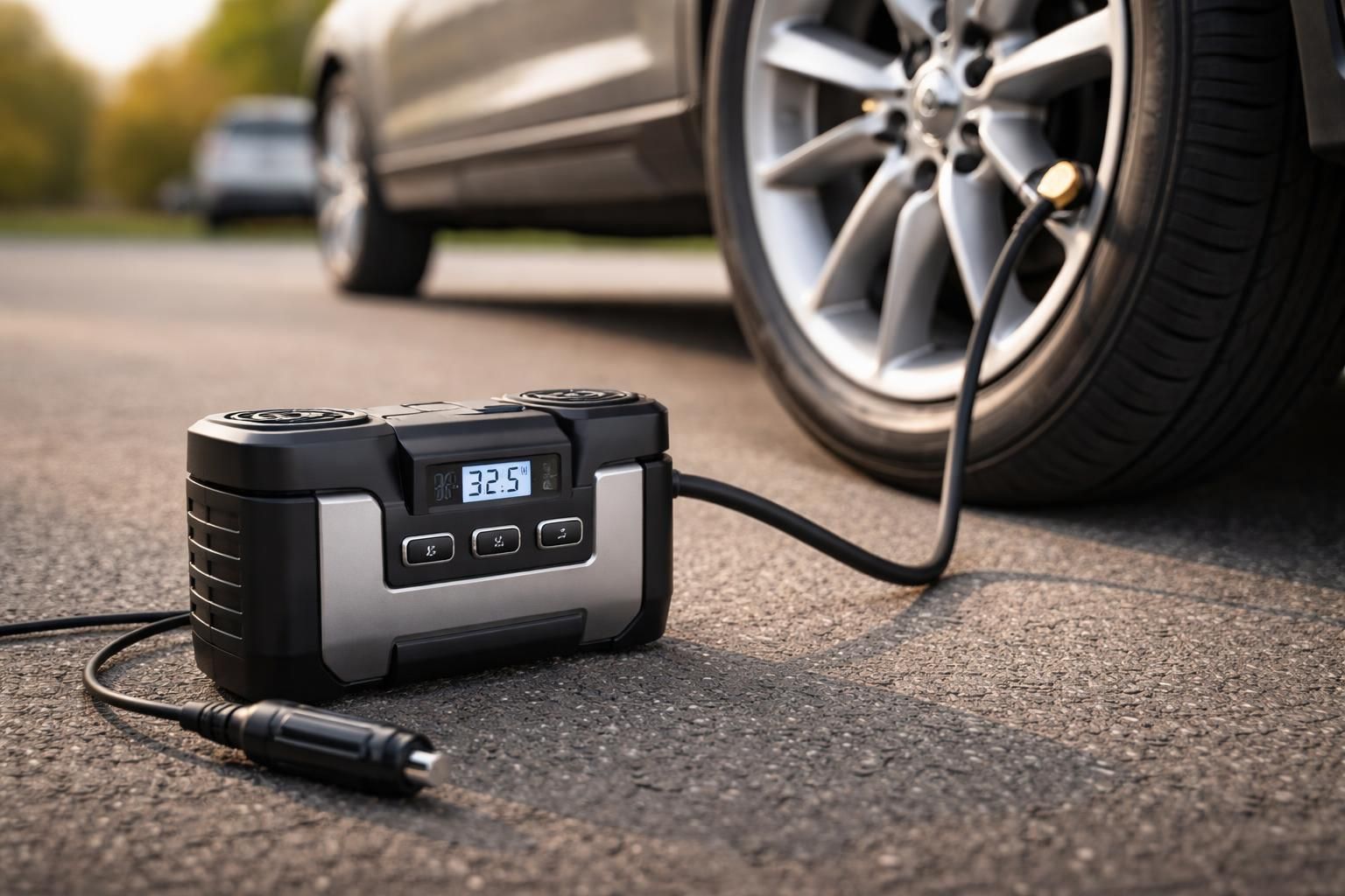 compresseur allume-cigare pour véhicules : une solution pratique et rapide pour regonfler vos pneus où que vous soyez, directement depuis votre voiture.